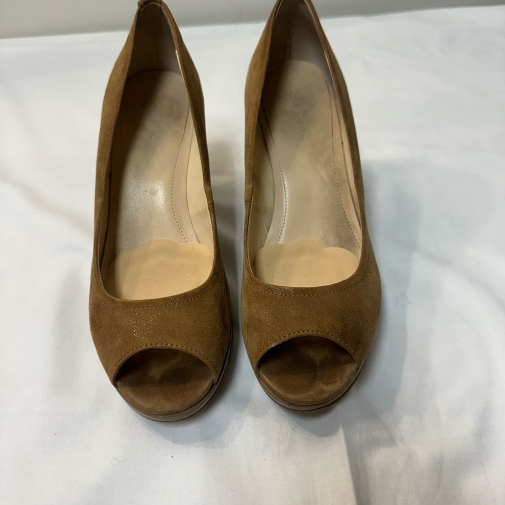 Calvin Klein Brown Peep-Toe Heels